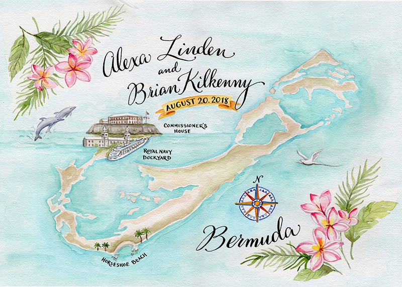 Bermuda watercolor map