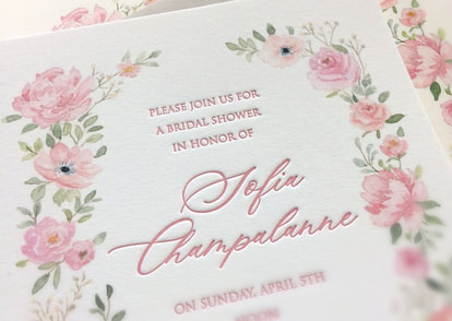 Letterpress shower invitation