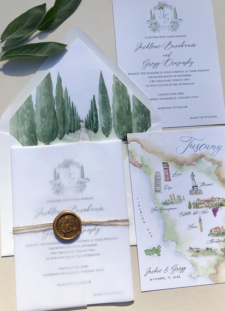 Jackie & Gregg's Tuscany Wedding Invitations
