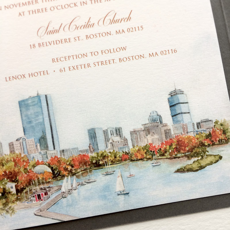 Boston Skyline Wedding Invitation