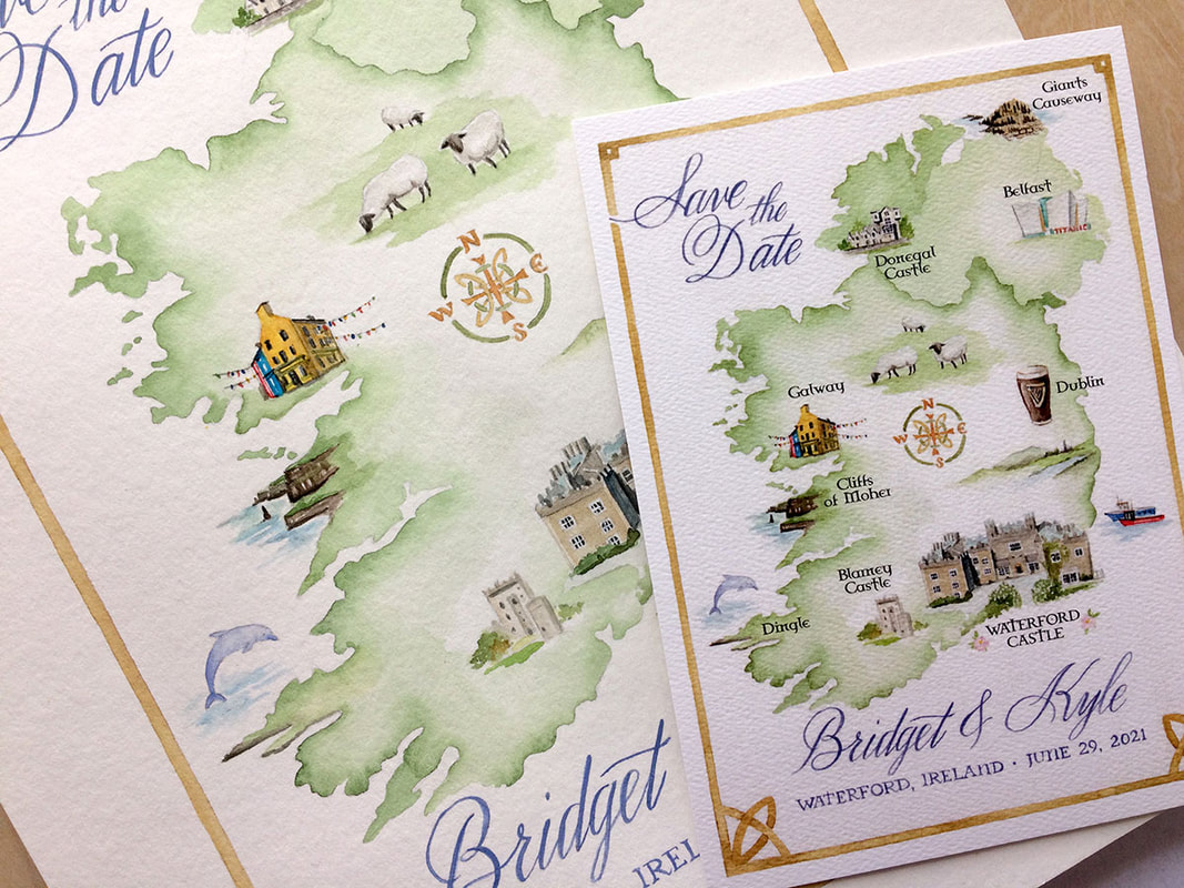 Ireland Map Save the Dates