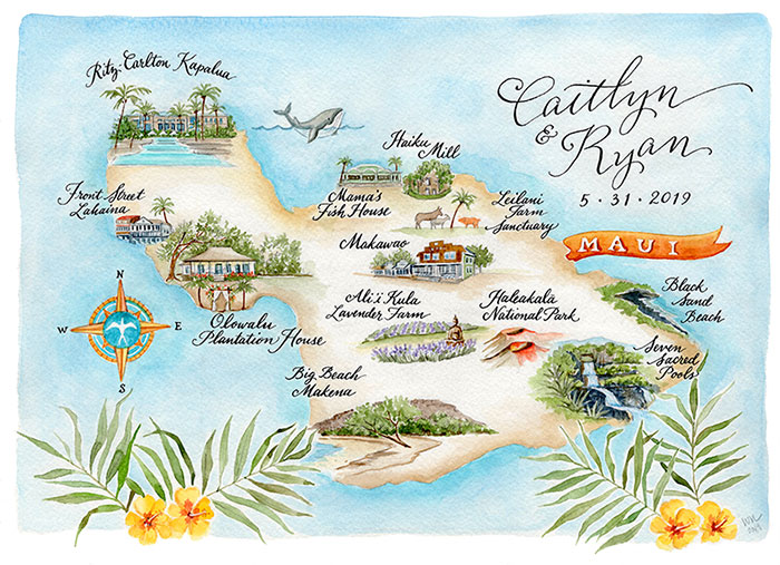Maui watercolor map