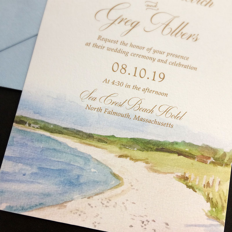 Falmouth Cape Cod wedding invitation