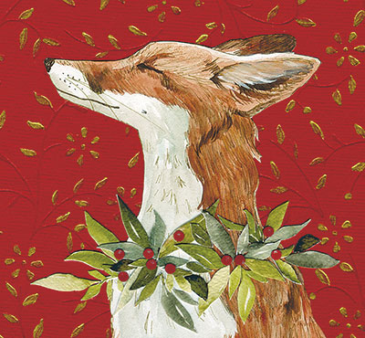 Holly Fox - Holiday Card Illustration by NooneyArt Designs