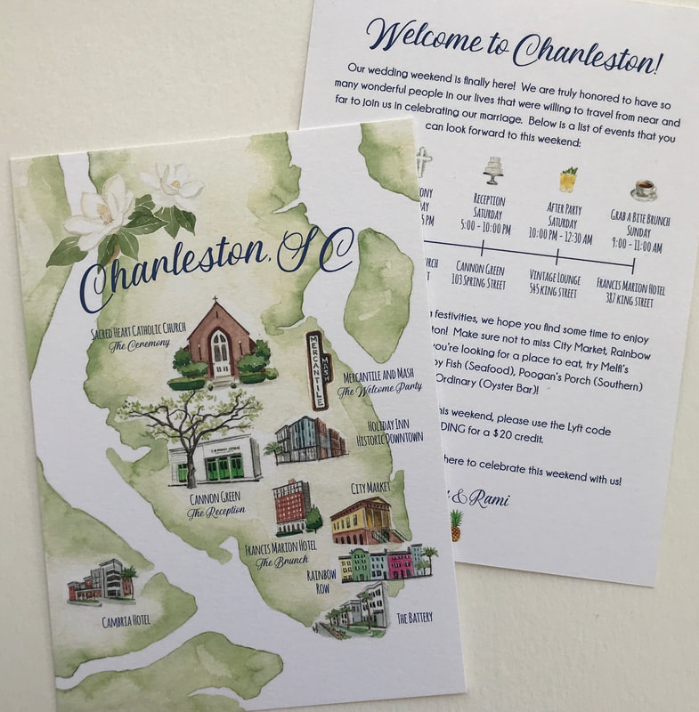 Charleston, South Carolina wedding map and event time line