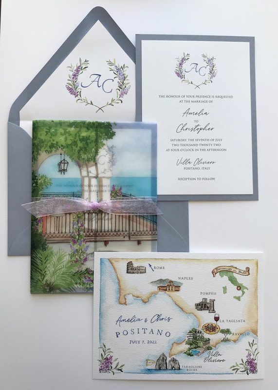 Amelia & Christopher's Italy Wedding Invitations