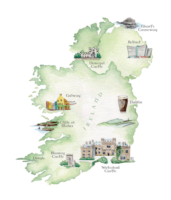 Custom Illustrated Travel Maps - Ireland
