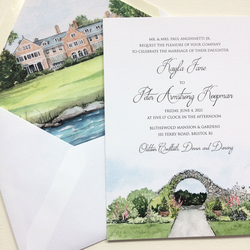 Kayla and Peter's Blithewold Mansion Wedding Invitation