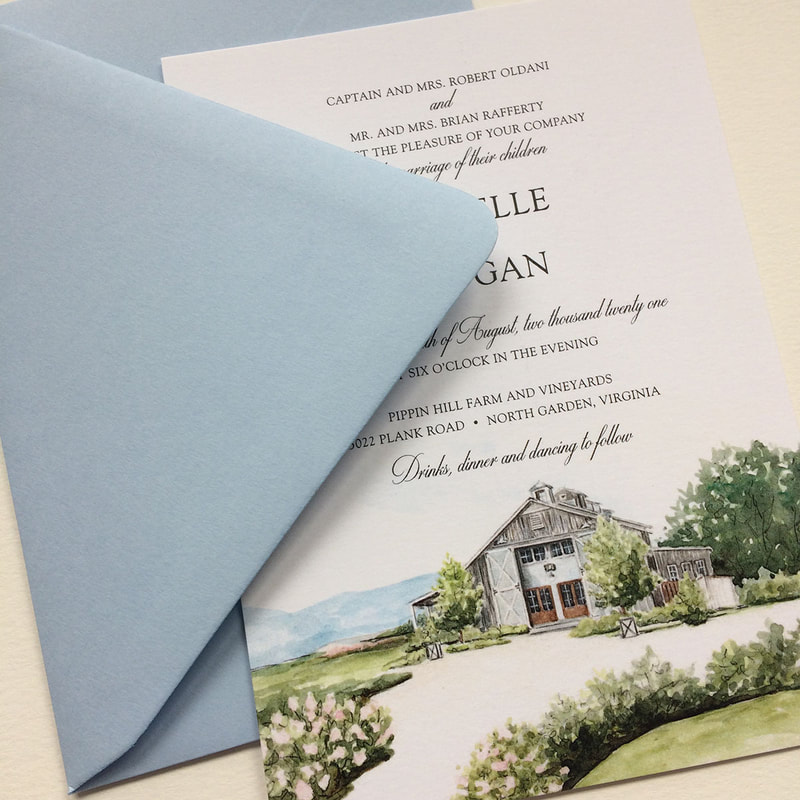 Michelle and Brogan's Pippin Hill Wedding Invitations