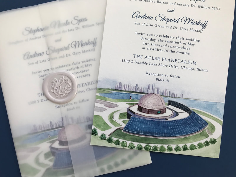 Stephanie & Andrew's Adler Planetarium Wedding Invitation