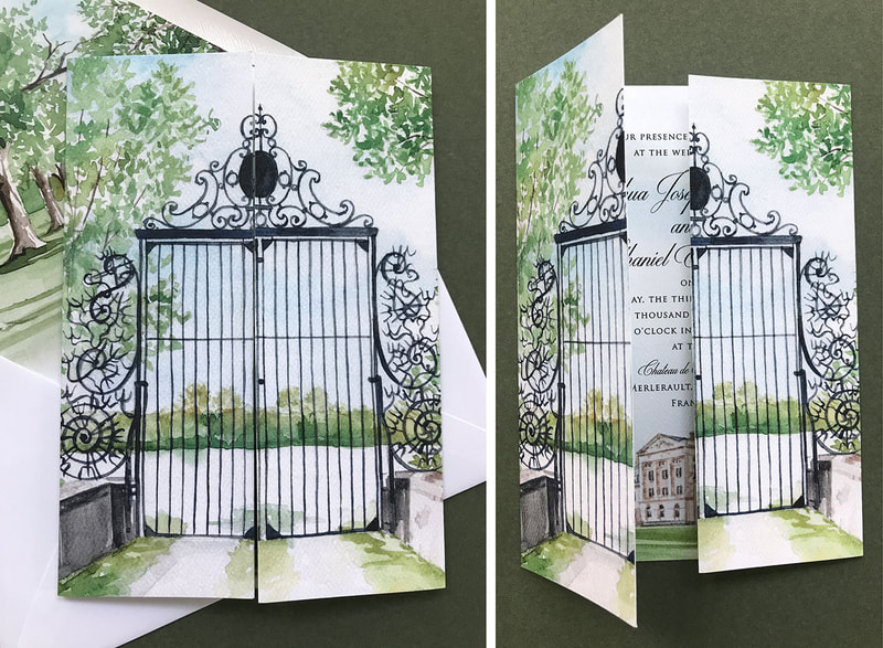 Chateau de Courtomer Gate Fold Wedding Invitation