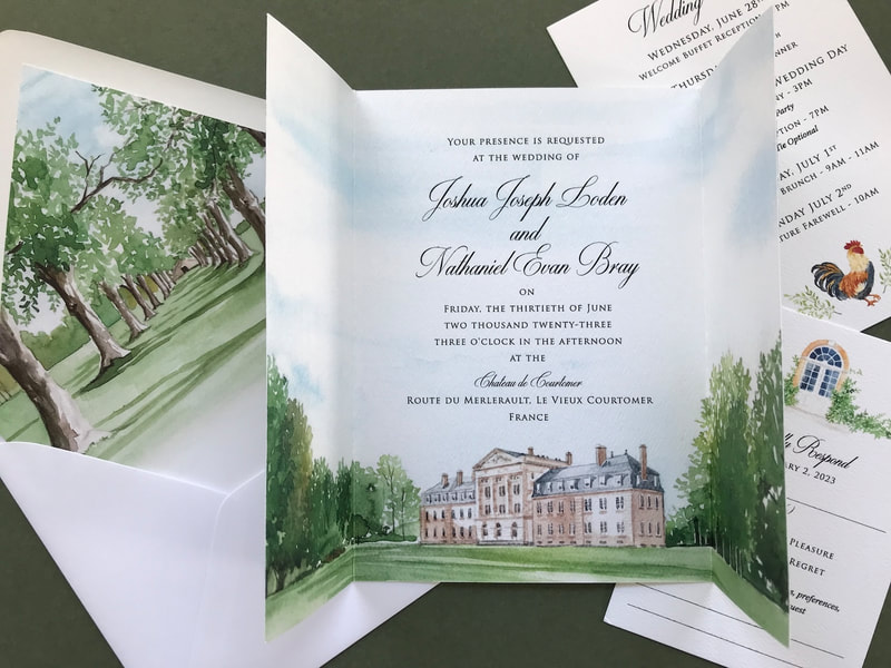 Chateau de Courtomer Gate Fold Wedding Invitation