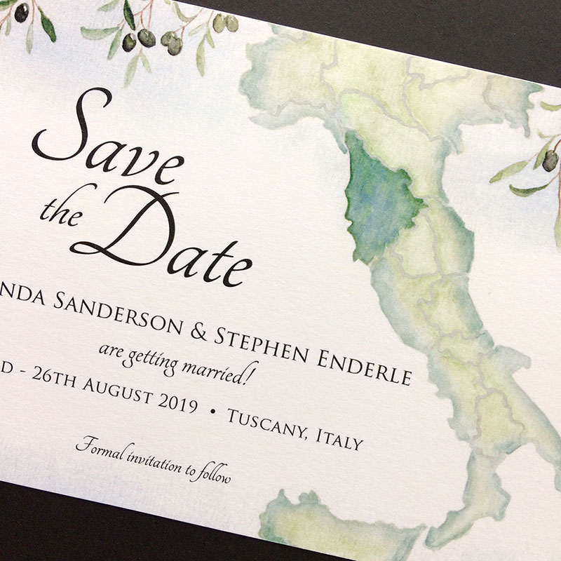 Tuscany watercolor Save the Date