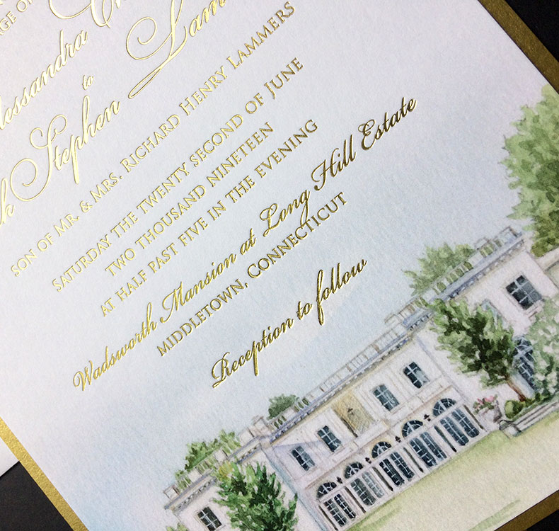 Wadsworth Wedding Invitation with Gold Foil Stamping